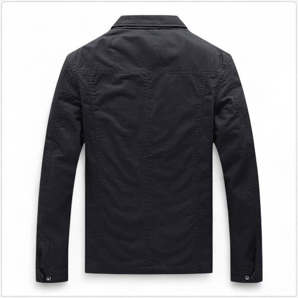 WenVen Men's Charcoal Gray Cotton Military Jacket Lightweight Work Coat NWT L - Picture 4 of 8